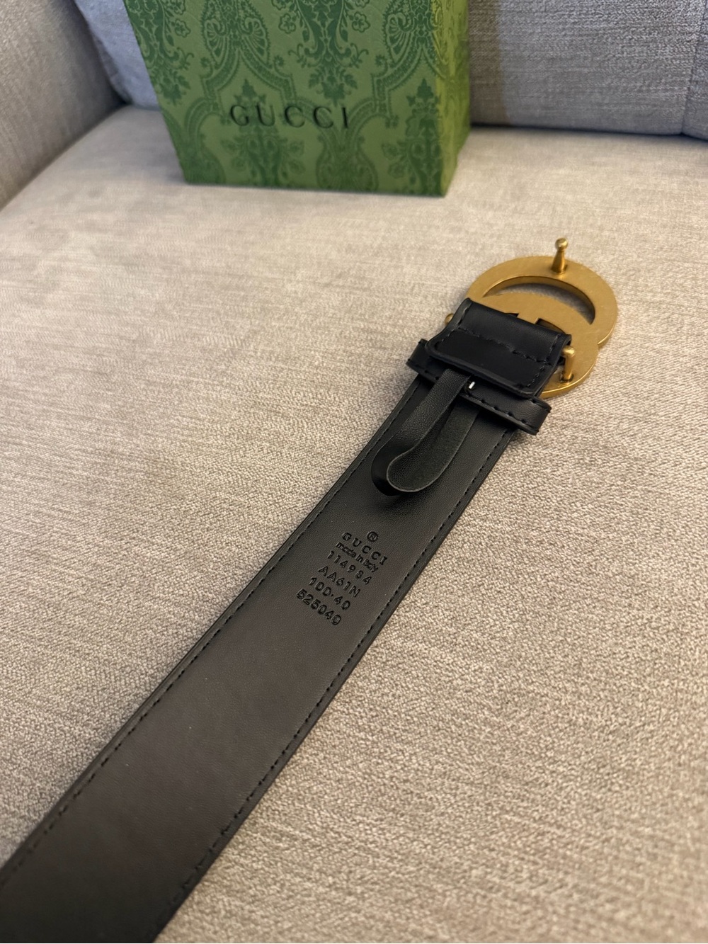 Gucci Belt Black GG Marmont Wide Belt With Shiny Buckle Men Size 100 - Picture 4 of 5